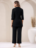 Thumbnail for Janasya Black Cotton Solid Pant