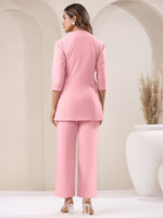 Thumbnail for Janasya Pink Cotton Solid Pant