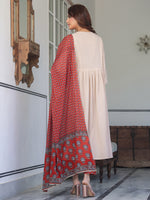 Thumbnail for Janasya Light Cotton Solid A-Line Kurta Set