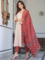 Thumbnail for Janasya Light Cotton Solid A-Line Kurta Set