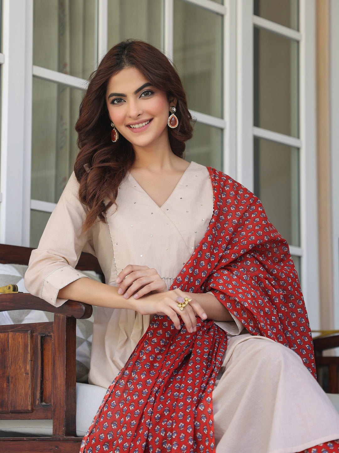 Janasya Light Cotton Solid A-Line Kurta Set