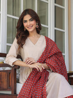 Thumbnail for Janasya Light Cotton Solid A-Line Kurta Set