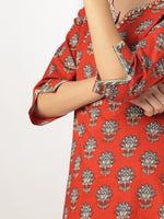 Thumbnail for Janasya Bright Cotton Floral Straight Kurta Set