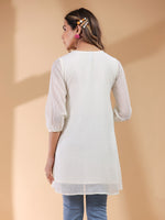 Thumbnail for Janasya Light Dobby Chiffon Self Design A-Line Tunic