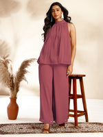 Thumbnail for Janasya Coral Dobby Chiffon Self Design Co-Ords - Distacart