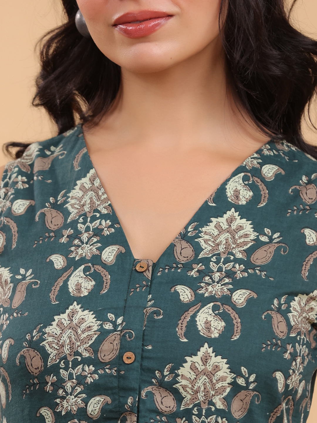Janasya Dark Green Cambric Ethnic Motifs Kurta - Distacart