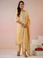 Thumbnail for Janasya Light Chanderi Embroidered Straight Kurta Set