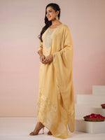Thumbnail for Janasya Light Chanderi Embroidered Straight Kurta Set