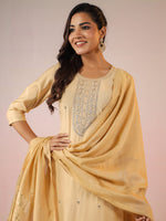Thumbnail for Janasya Light Chanderi Embroidered Straight Kurta Set