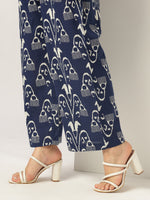 Thumbnail for Janasya Dark Cotton Ikkat Straight Top & Bottom Set