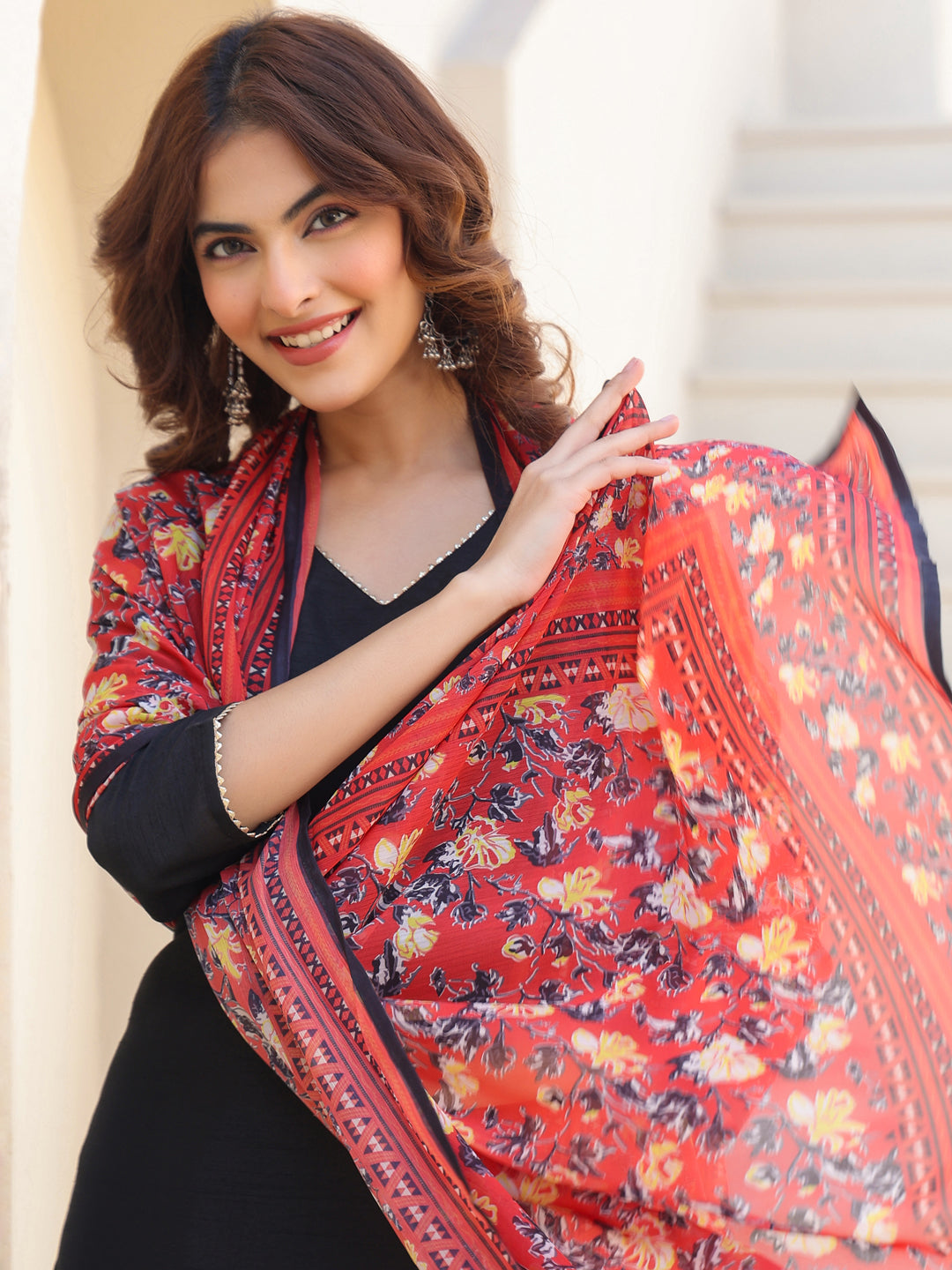 Janasya Dark Silk Blend Solid Straight Kurta Set
