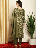 Thumbnail for Jyoti Fashion Women's Green Pashmina Floral Digital Printed Kurta with Trouser & Dupatta - Distacart