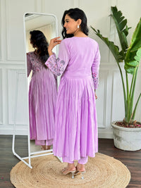 Thumbnail for Lyush Women Party Wear Embroidery Worked Kurta With Pant And Dupatta Set - Violate