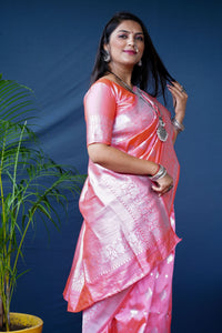 Thumbnail for Jyoti Fashion Women's Peach Soft Banarasi Silk Zari Woven Saree with Blouse