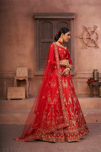 Thumbnail for Jyoti Fashion Women's Red Taffeta Silk Thread Embroidered Designer Lehenga Choli Set