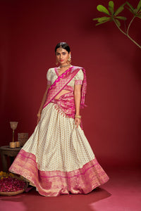 Thumbnail for Jyoti Fashion Women's White Jacquard Zari Woven Designer Lehenga Choli Set