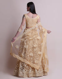 Thumbnail for Jyoti Fashion Women's Cream Net Thread Embroidered Designer Lehenga Choli Set