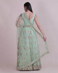 Thumbnail for Jyoti Fashion Women's Sea Green Taffeta Silk Thread Embroidered Designer Lehenga Choli Set