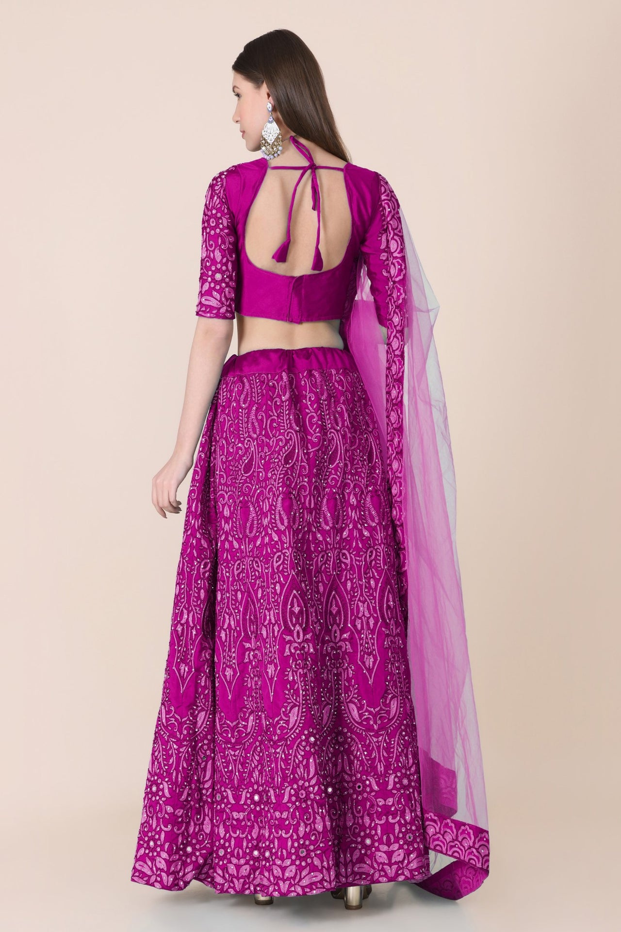 Jyoti Fashion Women's Purple Taffeta Silk Thread Embroidered Designer Lehenga Choli Set