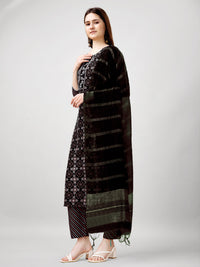 Thumbnail for Jyoti Fashion Women's Black Rayon Printed with Embroidered Kurta Set
