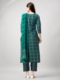 Thumbnail for Jyoti Fashion Women's Rama Rayon Printed with Embroidered Kurta Set