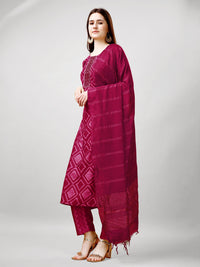 Thumbnail for Jyoti Fashion Women's Pink Rayon Printed with Embroidered Kurta Set