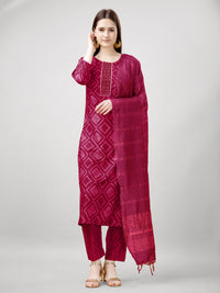 Thumbnail for Jyoti Fashion Women's Pink Rayon Printed with Embroidered Kurta Set