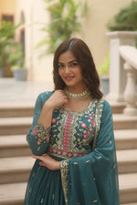 Thumbnail for Jyoti Fashion Women's Rama Faux Georgette Rich Sequins Embroidered Anarkali Set with Dupatta - Distacart