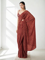 Thumbnail for Jyoti Fashion Women's Maroon Marble Chiffon Printed Ready To Wear Saree with Blouse - Distacart