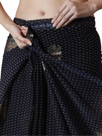 Thumbnail for Jyoti Fashion Women's Black Marble Chiffon Printed Ready To Wear Saree with Blouse