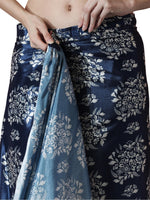 Thumbnail for Jyoti Fashion Women's Navy Blue Chinon Digital Printed Ready To Wear Saree with Blouse - Distacart
