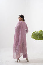 Thumbnail for Jyoti Fashion Women's Purple Vertical Silk Sequins Embroidered Kurta Set - Distacart