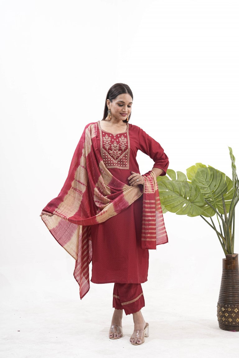 Jyoti Fashion Women's Purple Roman Silk Sequins Embroidered Kurta Set