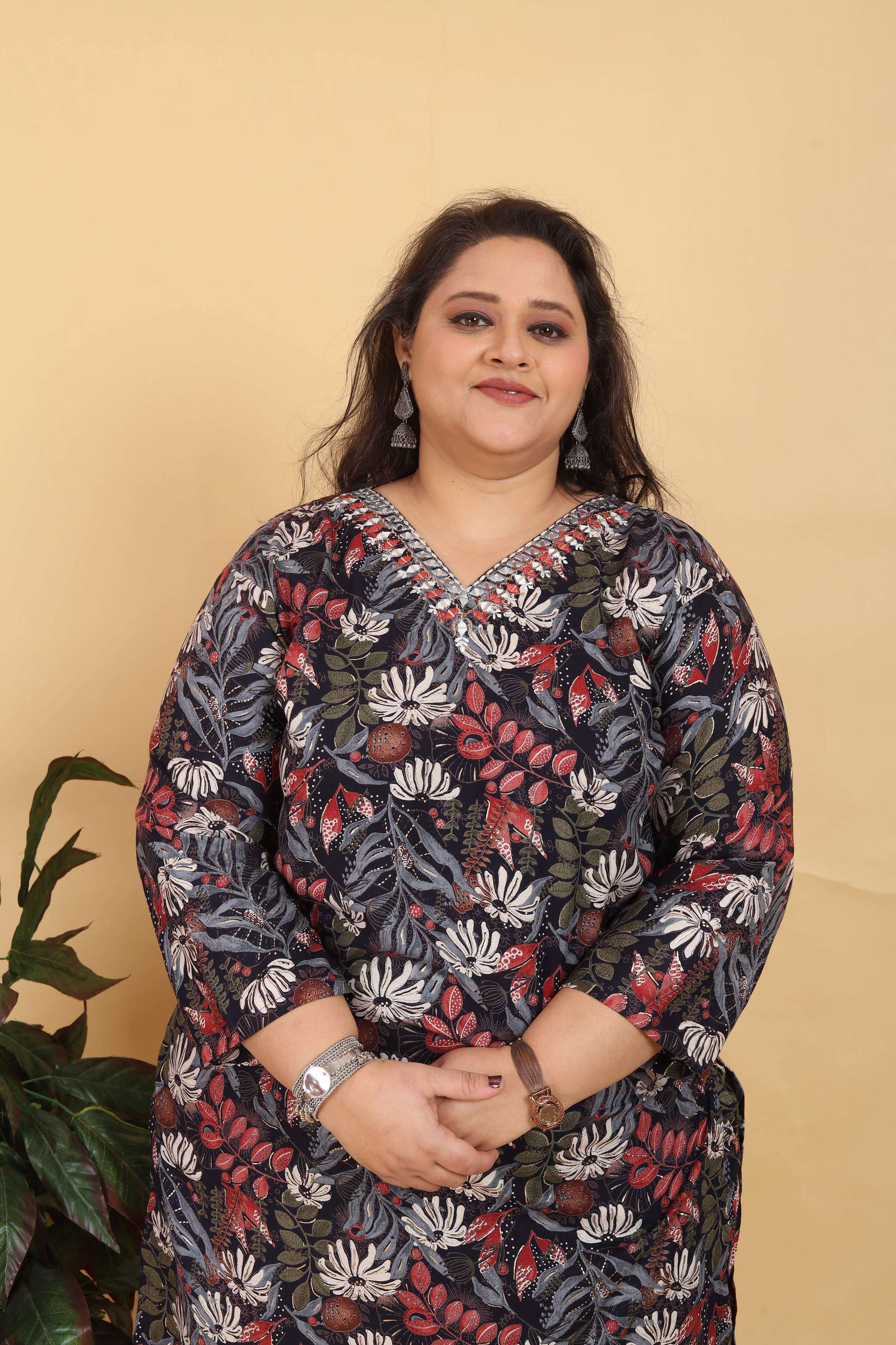 Jyoti Fashion Women's Black Rayon Digital Print with Handwork Kurta Set - Distacart