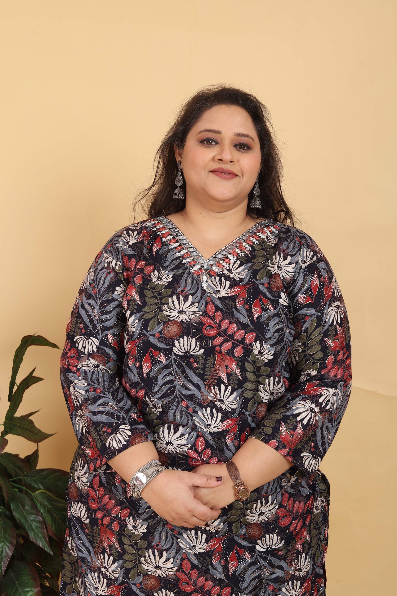 Jyoti Fashion Women's Black Rayon Digital Print with Handwork Kurta Set