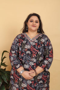 Thumbnail for Jyoti Fashion Women's Black Rayon Digital Print with Handwork Kurta Set