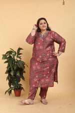 Thumbnail for Jyoti Fashion Women's Brown Lichi Viscose Digital Print with Handwork Kurta Set - Distacart