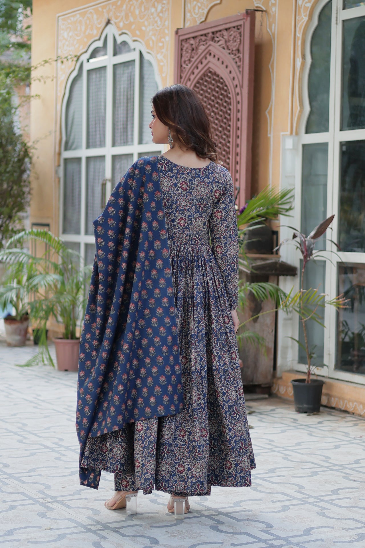 Jyoti Fashion Women's Blue Cotton Floral Printed Designer Kurta Set