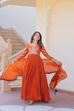 Thumbnail for Jyoti Fashion Women's Fanta Fendi Sequins & Zari Embroidered Anarkali Set With Dupatta