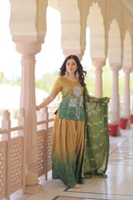 Thumbnail for Jyoti Fashion Women's Green Chinon Beads Embroidered Sharara Set with Dupatta