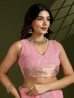 Thumbnail for Jyoti Fashion Women's Pink Tissue Linen Silk Zari Woven Designer Saree with Blouse