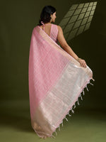 Thumbnail for Jyoti Fashion Women's Pink Tissue Linen Silk Zari Woven Designer Saree with Blouse