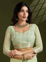 Thumbnail for Jyoti Fashion Women's Sea Green Tissue Linen Silk Zari Woven Designer Saree with Blouse