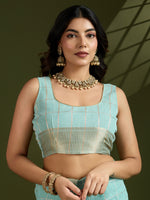 Thumbnail for Jyoti Fashion Women's Sky Blue Tissue Linen Silk Zari Woven Designer Saree with Blouse
