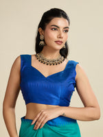 Thumbnail for Jyoti Fashion Women's Rama Khadi Raw Silk Temple Woven Border Designer Saree with Blouse