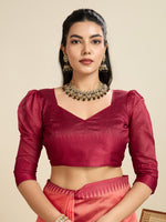 Thumbnail for Jyoti Fashion Women's Peach Khadi Raw Silk Temple Woven Border Designer Saree with Blouse