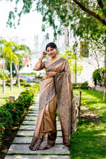 Thumbnail for Jyoti Fashion Women's Cream Handloom Raw Silk Weaving Designer Saree with Blouse