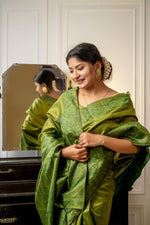 Thumbnail for Jyoti Fashion Women's Green Handloom Raw Silk Weaving Designer Saree with Blouse