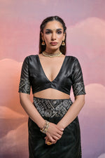 Thumbnail for Jyoti Fashion Women's Black Handloom Raw Silk Weaving Designer Saree with Blouse