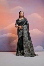 Thumbnail for Jyoti Fashion Women's Black Handloom Raw Silk Weaving Designer Saree with Blouse